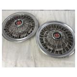 Pair of Vintage Ford Wire Spoke Hub Caps