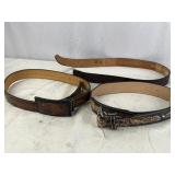 3 Leather Belts & Leather Eagle Belt Buckle