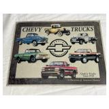 Chevy Trucks Metal Garage Sign 12in x16in