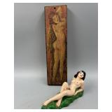 Chalkware Woman & Wooden Art