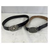 2 Belts With Police & Texas Belt Buckles