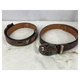 2 Bald Eagle Leather Belts & Eagle Belt Bucket