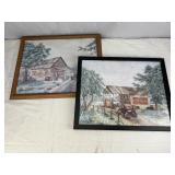 2 Framed Prints of Vintage Garages