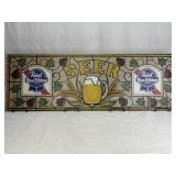Pabst Blue Ribbon Plastic Stained Glass Style Sign