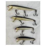 4 Rapala Floating Minnows