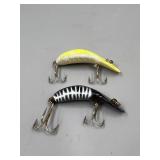 2 Vintage Heddon Tiny Tad & Clatter Tad Lures