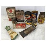 Various Vintage Garage Tins: Bulls Eye Shellac,