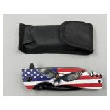 American Pride Flag & Eagle Folding Pocket Knife
