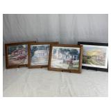 4 Framed Gas Station Prints