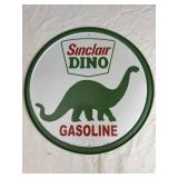 Metal Round Sinclair Dino Gasoline Sign 12"