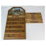 Wooden Perpetual Wall Calendar w/ Bridge Painting