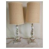 Pair of Floral Porcelain Vanity Lamps