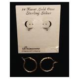 24kt Gold Over Sterling Silver Hoop Earrings 2.08g