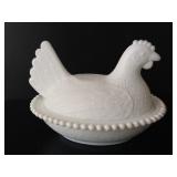 Milk Glass Hen On Nest