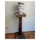 Plant Stand & 3 Flower Pots