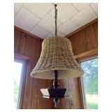Vintage Hanging Lamp w/ Wicker Shade