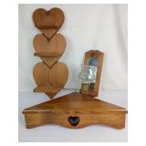 Wood Heart Shelves & Candleabra