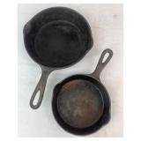 2 Unmarked Cast Iron Skillets