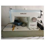 Vintage White Sewing Machine in Case