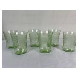 6 Green Depression/Uranium Glass Drinking Glasses