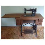 White Treadle Sewing Machine in Cabinet