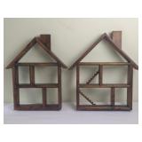2 Wood House Shaped Shelves