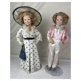 2 Porcelain Danbury Mint Shirley Temple Dolls