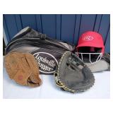 Baseball Equipment Bag, Helmet & Mits