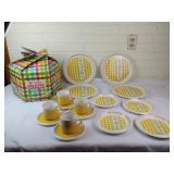 New Mikasa Country Gingham Service for 4 Dish Set