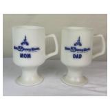VTG Walt Disney World "Mom" &ï¿½Dadï¿½ Milkglass Mugs