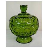 LE Smith Moon & Stars Green Covered Candy Dish