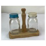Ball Jar Salt & Pepper Shakers w/ Holder