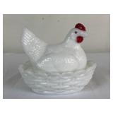 Mini Milk Glass Hen in Nest