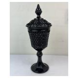 Black Indiana Glass Diamond Point Apothecary Jar