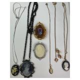 Cameo Necklaces, Brooches, & Earrings