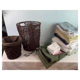 Small Laundry Basket w/ Large Bag & Towels