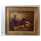 Framed Oil on Canvas "Violin Study"