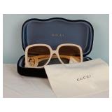 GUCCI Ivory Chaise Lounge Square Sunglasses