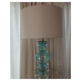 Blue Glass Table Lamp  23.5" tall