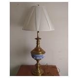 Brass and Blue Jasperware Table Lamp
