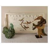 Bird Tray, Metal Penguin, & Decorative Chicken