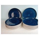 12 Deep Blue Swirl Dinner Plates
