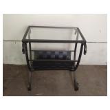 Glass Top End Table w Magazine Storage 21.5" x