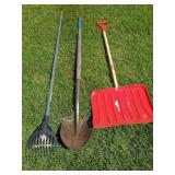 Kobalt Shovel, True Temper Mini Rake, Union Snow