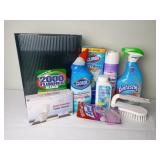 Cleaning Products & Small Trash Can