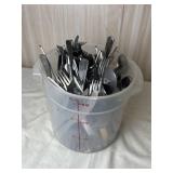 Bucket of Misc Eating Utensils
