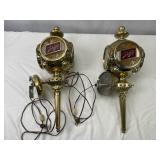 Vtg Pair Schlitz Beer Carriage Light Wall Sconces