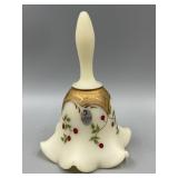 Fenton Twinning Berries Ivory Satin Glass Bell
