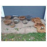 Hanging Wire & Wicker Flower Pots & Coconut Liners