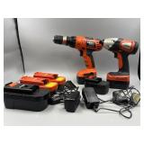 2 Black & Decker 12-Volt Drivers & 18V Batteries